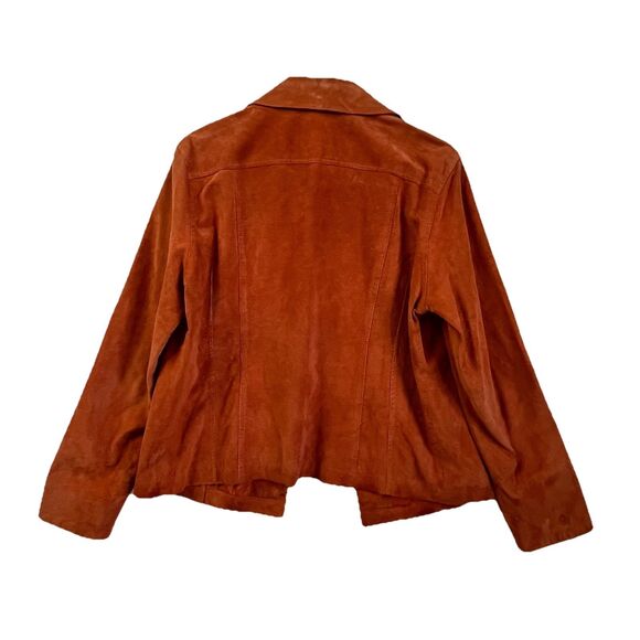 Live A Little Orange Genuine Leather Suede Jacket Large - Picture 2 of 9